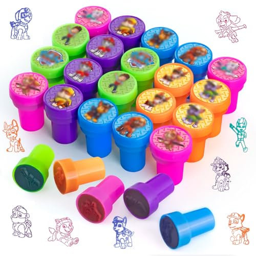 Dowdiles 20 Stück Cartoon Kinderstempel,Stempel Kinder Set,Stempelset Kinder,Mehrfarbig,Kleine Geschenke für Kinder