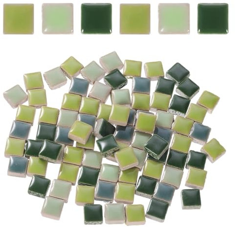 sourcing map 100g Square Mosaic Tiles, Colorful Ceramic Mosaic Tiles for Crafts Bulk Mosaic Supplies for Home Decoration Art Crafts DIY Projects, 0.4 x 0.4Inch, Mix Green