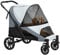 PawHut Hundewagen Hundebuggy klappbar für große Hunde & Katzen bis 30 kg Katzenbuggy mit Kissen Netzfenstern Türen Aufbewahrungstasche Katzenwagen mit Sicherheitsleinen, Bremsen, Buggy Grau