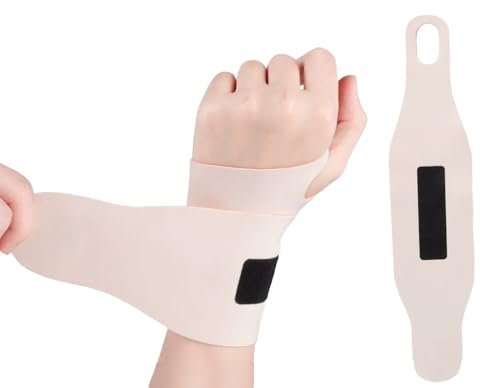 Nokwocy Lot de 2 bandages de poignet, adaptés pour les douleurs au poignet dues à de longues heures de travail, soutien de la nuit, faciles à porter, ajustés (Beige)