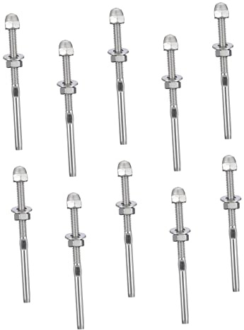 Mipcase 10pezzi Tenditore Pressare in Acciaio Inox Per Sistemi Di Ringhiere in Fune Raccordo Pressare in Acciaio Inox Per Corrimano Per Terrazze Kit Di Parti Per Tenditori