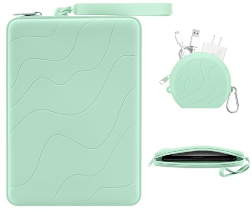 MoKo Pochette en Silicone 6-7 Pouces pour Kindle et Liseuses, Housse Protectrice avec Poche Accessoire Compatible 7 Paperwhite, 6.8 Paperwhite, 6 Kindle, Nook, iPad Mini 6, Vert Sauge