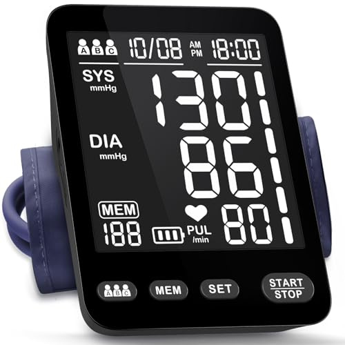 YONLO Blood Pressure Monitor, Upper Arm Blood Pressure Monitors for Home Use, Blood Pressure Machine with Large Display | 3 * 199 Sets Memory | Heart Rate Monitor & 9-17 inch Cuff