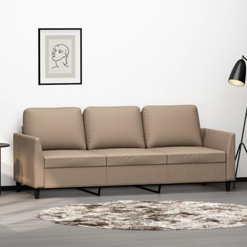 RMIHSJG 3-Sitzer-Sofa Cappuccino-Braun 180 cm Kunstleder Lederoptik Modernes Design Langlebiges Polstermöbel Bequem Schmutzabweisend Robustes Metallgestell Luxuriöser Look