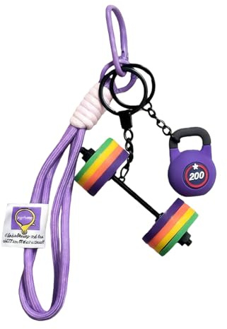 BelleFlair Fitness Schlüsselanhänger mit Bunte Hantel Kettlebell Charms, Bodybuilding Gym Zubehör für Männer Frauen, Kraftsport Zubehör, Taschenanhänger, Bag Charm Geschenke für Fitnessliebhaber