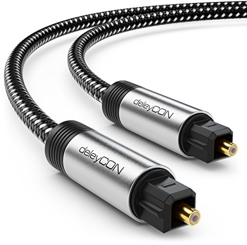 deleyCON 6 m Toslink Optical Digital Audio Cable with Metal Plug and Nylon Sheath - SPDIF Fibre Optic Cable
