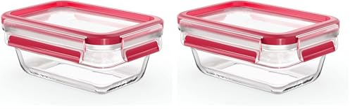 Emsa Clip&Close - Hermético de Cristal rectangular de polipropileno, higiénico, no retiene olores ni sabores, certificado Baby Care, apto para congelador y microondas, apto para lavavajillas