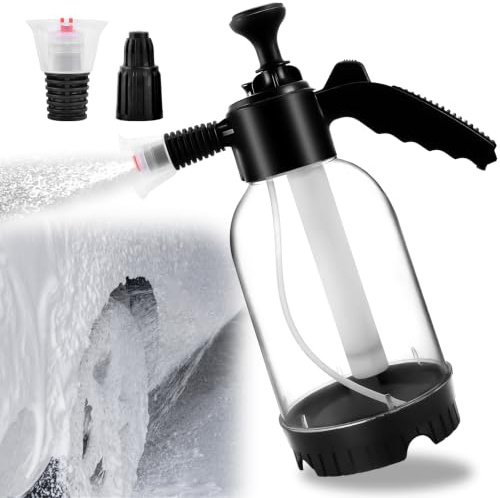 snow foam pump sprayer, 2L Snow Foam Sprayer With 2 Nozzles, Manual Pressurized, White, Plastic, Polypropylene (PP), Polyethylene (PE), Black, Handheld