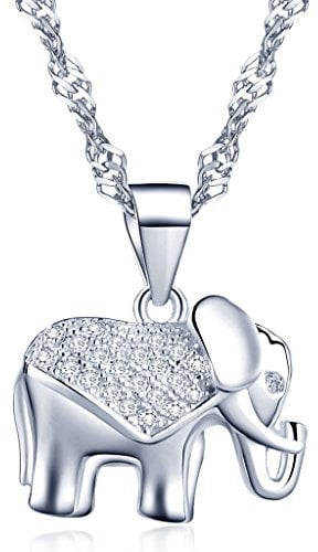 Yumilok 925 Sterling Silber Zirkonia Niedlicher Elefant Anhänger Halskette Kette mit Anhänger für Damen Mädchen Elefanten Liebhaber