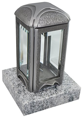Grablaterne 627 aus Aluminium fertigmontiert auf einem Granitsockel (Viscont White)
