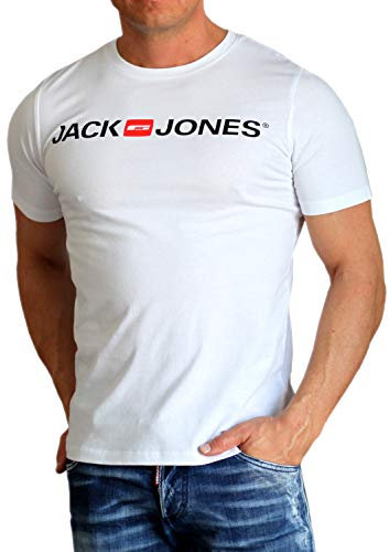 JACK & JONES Jjecorp Logo Tee Ss Crew Neck Noos, T-Shirt Homme, Blanc (White Detail: Slim Fit), Medium