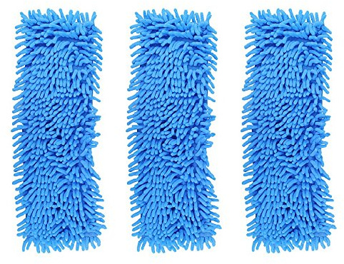 Accessotech Extendable Microfibre Floor Mop Cleaner Sweeper Wooden Laminate Tile Wet Dry (x3 Replacement Mop Heads Blue)