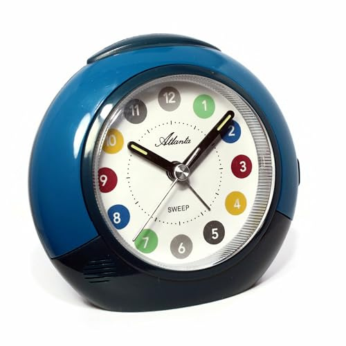 Atlanta Kinderwecker ohne Ticken Leisegang Quarz Licht Snooze - 1526/5 (Blau)