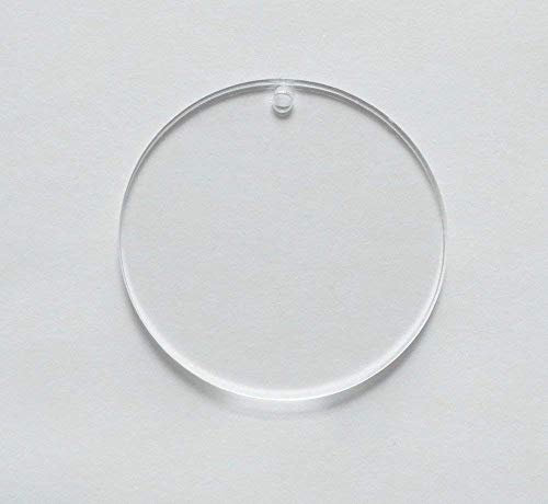 Lot de 15 porte-clés ronds en acrylique transparent découpé au laser avec trou (transparent, 10 cm)