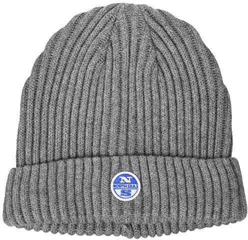 North Sails Herren Beanie W/Logo Winter-Hut, Medium Grey Melange, Einheitsgröße