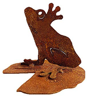 itsisa Dekofigur Frosch auf Seerosenblatt im Rost Design, Rostfigur für den Garten, Gartendeko, Metalldeko