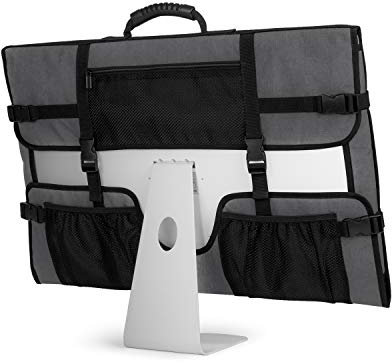 CURMIO Tragetasche für Apple 21,5 iMac, Schutzhülle für Apple IMAC 21,5 Zoll Display, Reisetasche mit Gummigriff für 21,5 iMac Bildschirm und Zubehör, Patent Angemeldet, (NUR MIT Tasche), Grau