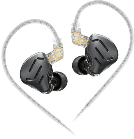KZ Zax in Ear Headphones 7BA+1DD Hybrid 16 Drivers HiFi Noise Cancelling in Ear Monitor, Zin Alloy Shell Metal Wired Earphone with 3.5mm Jack Detachable 2 Pin 0.75mm Cable (No mic, Black)