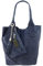 Freyday Damen Echtleder Shopper mit Schmucktasche in vielen Farben Schultertasche Henkeltasche Handtasche Metallic look S03 (Dunkelblau Wildleder)