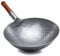 Vorgewürzter Kohlenstoffstahl-Wok, Handgeschmiedeter Eisen-Wok, Professioneller Chinesischer Traditioneller Handgehämmerter Kohlenstoffstahl-Pow-Wok Mit Ulmenholz- Und Stahl-Helfergriff-32cm