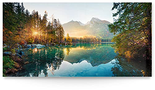 BilderKing Wandbild Wasserfall Hintersee Bayern - 180cm x 90cm Acrylglas 5mm + Rückrahmen