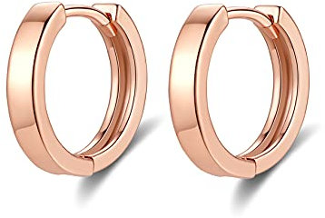 Boucles d'oreilles Femme en Argent Fin 925 Hypoallergénique Créoles Petites Plaqué Or Rose, Diamètre 10mm