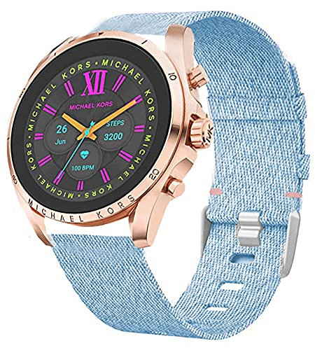 Lamshaw Compatible for Michael Kors Gen 6 Band, Breathable Nylon Woven Fabric Replacement Strap Compatible for Michael Kors Gen 6 Bradshaw Smartwatch/MK Gen 6 Bradshaw 2021 (Blue)