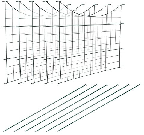 Lospitch Teichzaun Gartenzaun,Zaun Teich,Gartenzaun Metall,steckzaun,Freigehege, Teich, Zaun, Gitterzaun,gehege kaninchen (5 X, Unterbogen)