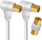 APM 408018 – Cable de televisión codo macho a macho 9,52 mm + adaptador hembra – 2 m – blanco