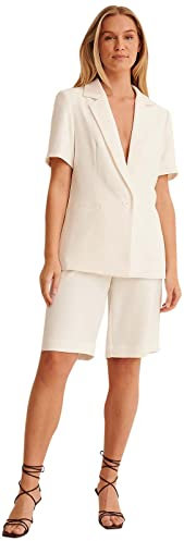 NA-KD Bermudas de Cintura Alta, Blanco, 42 para Mujer