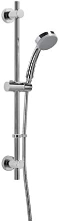 Croydex Presion Chrome Shower Riser Rail Kit - 68cm Riser Rail, Pressure Boosting Shower Head, 1.5m Stainless Steel Hose and Adjustable Handset Holder, with Flexi-Fix Wall Brackets (Chrome)