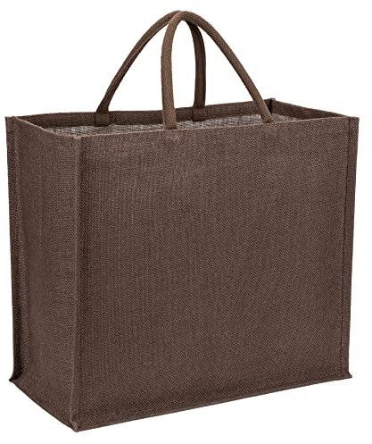 La Cordeline Sac Cabas en Toile de Jute 25L 45x19x33cm, Marron Chocolat - Sac courses