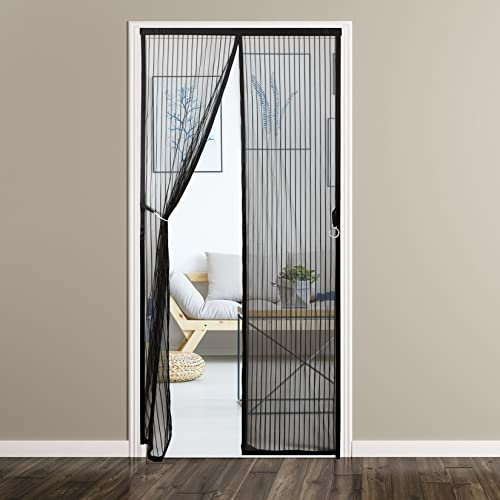 Fliegengitter Magnet 110X220cm Fliegengitter Fenster tesa Fliegenschutz Vorhang fliegengitter Tür insektenschutz Haustür, Schwarz