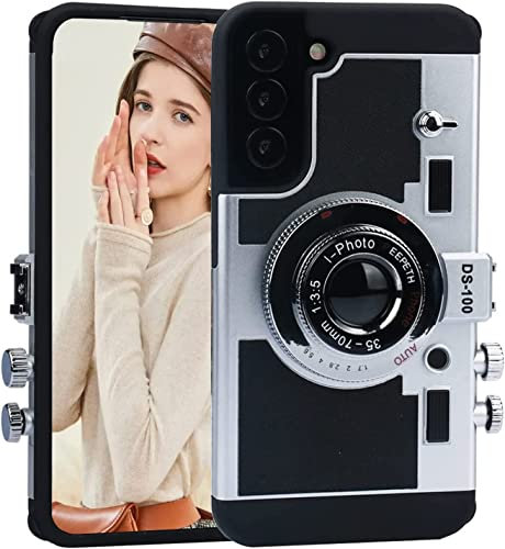 CQUUKOI Emily in Paris Handyhülle für Samsung Galaxy S21, süße 3D-Vintage Kamera Handyhülle mit Lanyard Schultergurt Einzigartige Coole Silikon PC Hülle für Mädchen Frauen (Galaxy S21)