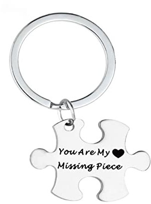 Skcess Man Schlüsselanhänger Edelstahl, Schlüsselringe Edelstahl Puzzle-Tag Gravur You Are My Missing Piece Schlüsselanhänger Silber 1 Pcs