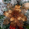 6x 11cm Glitzer Weihnachten Baumschmuck Weihnachtsanhänger Weihnachtsbaum Deko,Künstliche Weihnachtsstern Blumen Deko,Weihnachtsbaumschmuck Ornament,Christbaumschmuck,Weihnachtsdeko Anhänger,Bronze