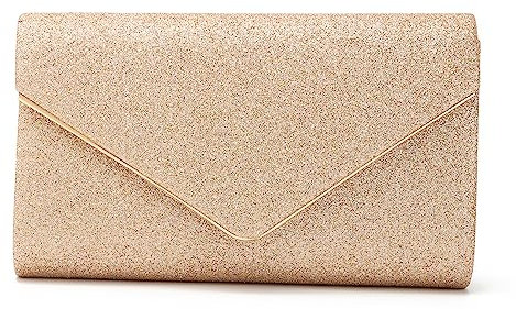 EVEOUT Damen Abend Clutch Funkeln Handtasche mit Kette Elegante Brautumhängetasche mit Umschlag Hochzeit Party Abschlussball Geldbörse Aprikose