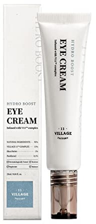 [VILLAGE 11 FACTORY] HYDRO BOOST EYE CREAM (25 ml) Koreanische Hautpflege – Feuchtigkeitsspendende und nährende Augencreme – Hyaluronsäure und Sheabutter – 92% natürliche Inhaltsstoffe – vegane