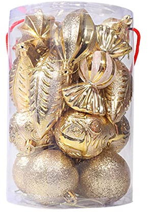 Wzxhew Set di 21 ornamenti per albero di Natale dorati infrangibili, decorazioni natalizie decorative da appendere, colibrì in vetro macchiato nonna (oro, taglia unica)