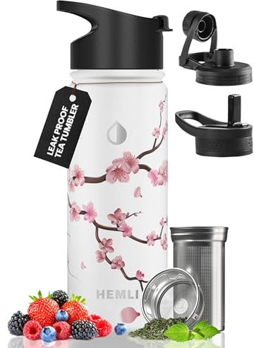 18 oz Tea Infuser Bottle, Tea Thermos, Tea Tumbler with Infuser, Tea Bottle, Tea Infuser Mug, Travel Tea Infuser, Tea Travel Mug, Insulated Tea Mug With Infuser and Lid, Portable Tea Flask, 3 lids