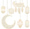 Holz Anhänger Ornament, Eid Hängendes Zeichen, Deko Zuckerfest zum Aufhängen, Eid DIY Dekorationen mit Mond Stern Pendelleuchte Windform Halbmond Ornament für Muslimischen Islam Eid Al-Fitr