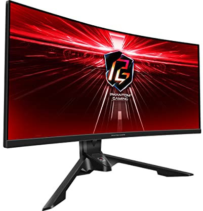 ASRock PG34WQ15R3A Moniteur de Jeu incurvé 34, WQHD, 165 Hz, 1 MS, antenne WiFi, Mini OLED