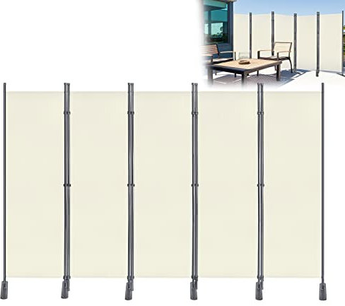 YRHome Paravent Raumteiler 5 teilig 280x180cm flexibel Trennwand Sichtschutz Stellwand Raumteiler Sichtschutzwand mit Kabelbinder & Nägel für Schlafzimmer Wohnzimmer Büro (Beige)
