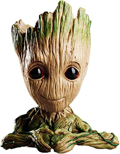 Baby Groot Flower Pot, Tree Man Pen or Pencil Holder or Planters with Drainage Hole Perfect for a Tiny Succulents Plants Christmas Birthday Gift (Love)