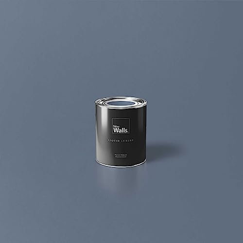 New Walls Premium Wandfarbe Blau, Taubenblau Liquid Luxury Dispersionsfarbe für Innenräume – 1 L