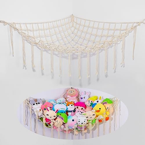 Beinou Spielzeug Aufbewahrung Kuscheltier Aufbewahrung Netz Hängematte Stofftier Organizer Wandbehang Dekoration für Kinderzimmer