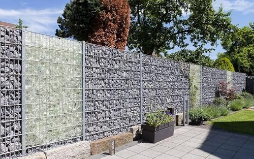 Gabionen Zaun Set 656 | gabione | Doppelstabmattenzaun | Steinkorb | Steinwand | Zink | 20-103 cm