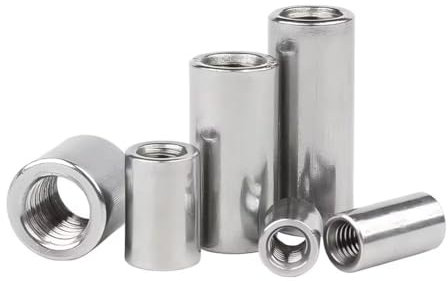 SYDARSYN Manguito Roscado Tuercas Largas Roscada Redondas Tuerca de Acero Inoxidable Conector Redondo Varilla Roscada M12x18x25mm (2 Piezas)