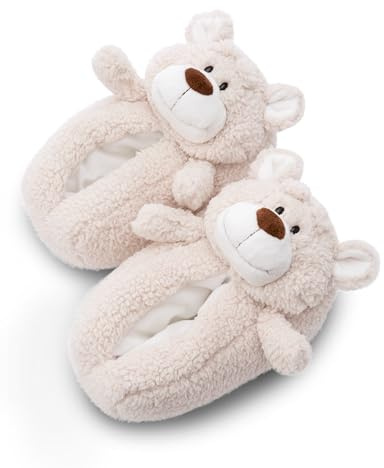 NICI Hausschuhe Bär Bendix Gr. 34-37 M I Plüsch Slipper Kinder rutschfest I Warme kuschelige Tierhausschuhe für Kinder & Erwachsene – 49490