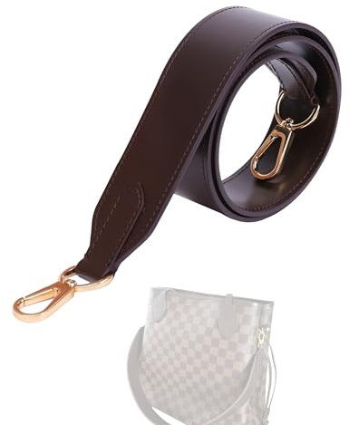 DGAZ Leder Schulterriemen 65cm, Ersatzriemen für Neverfull, ideal für Schultertaschen/EIN-Schulter-Tragen, Handgefertigt, mit O-Ringen und Geschenkbox (4cm Breit, Glossy Brown)